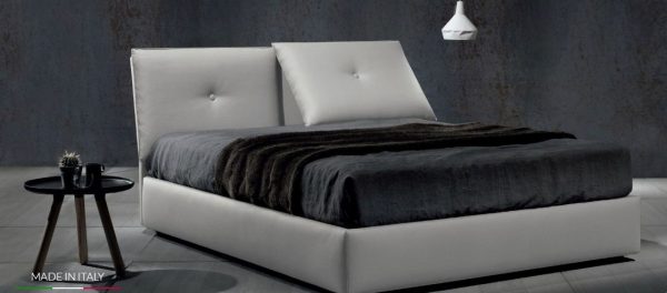 Letto contenitore Zo2 imbottito rivestimento ecopelle struttura in multistrato